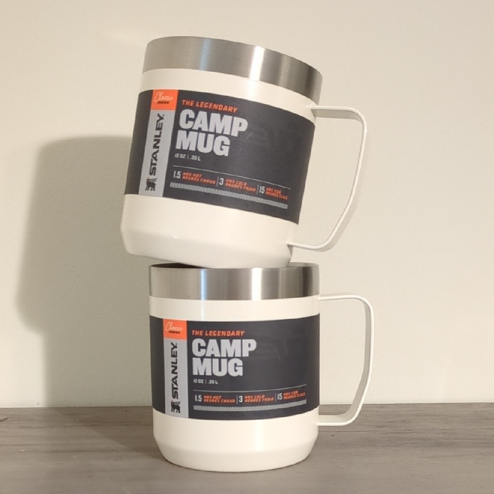 NWT Set 2 Stanley 12oz Stainless Steel Classic Legendary Mug Cream Gloss Ivory
